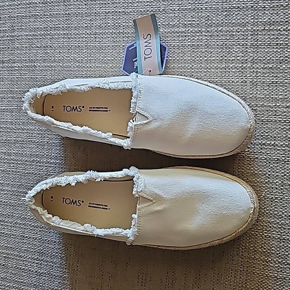 Tom's Valencia White Canvas Espadrille - Size 7